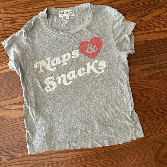 Wildfox Slouch Tee Naps & Snacks Crew Neck Short Sleeve graphic tee Size Small - Picture 2 of 7
